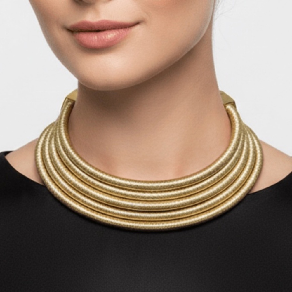 Womens‎ 5 Strand Gold Collar Statement Necklace